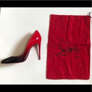 Christian Louboutin Patent Red Black Ombré Pumps